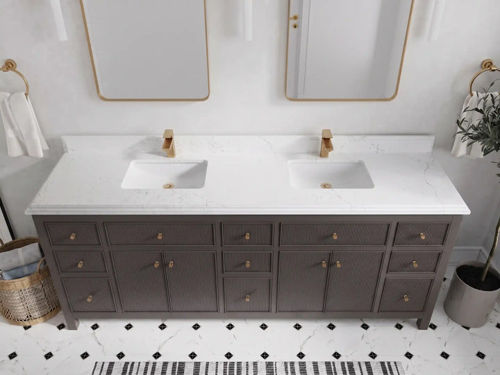 Sonoma 84 in W x 22 in D Free Standing Reeded Double Sink Bathroom Vanity - photo 16