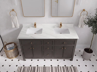 Sonoma 60 in W x 22 in D Free Standing Reeded Double Sink Bathroom Vanity