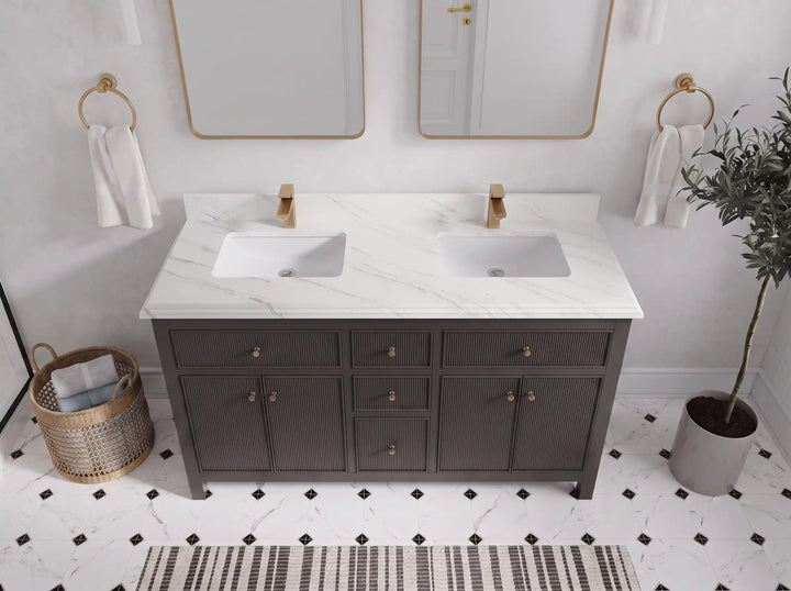Sonoma 60 in W x 22 in D Free Standing Reeded Double Sink Bathroom Vanity - photo 18