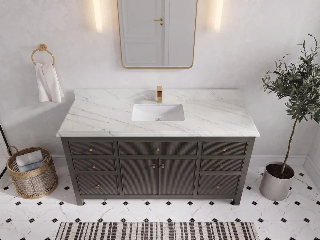 Sonoma 60 in W x 22 in D Free Standing Reeded Single Sink Bathroom Vanity | 
              
                Urbane Bronze
                
                  
             - SON_URB_WHQZ_60S - photo №33