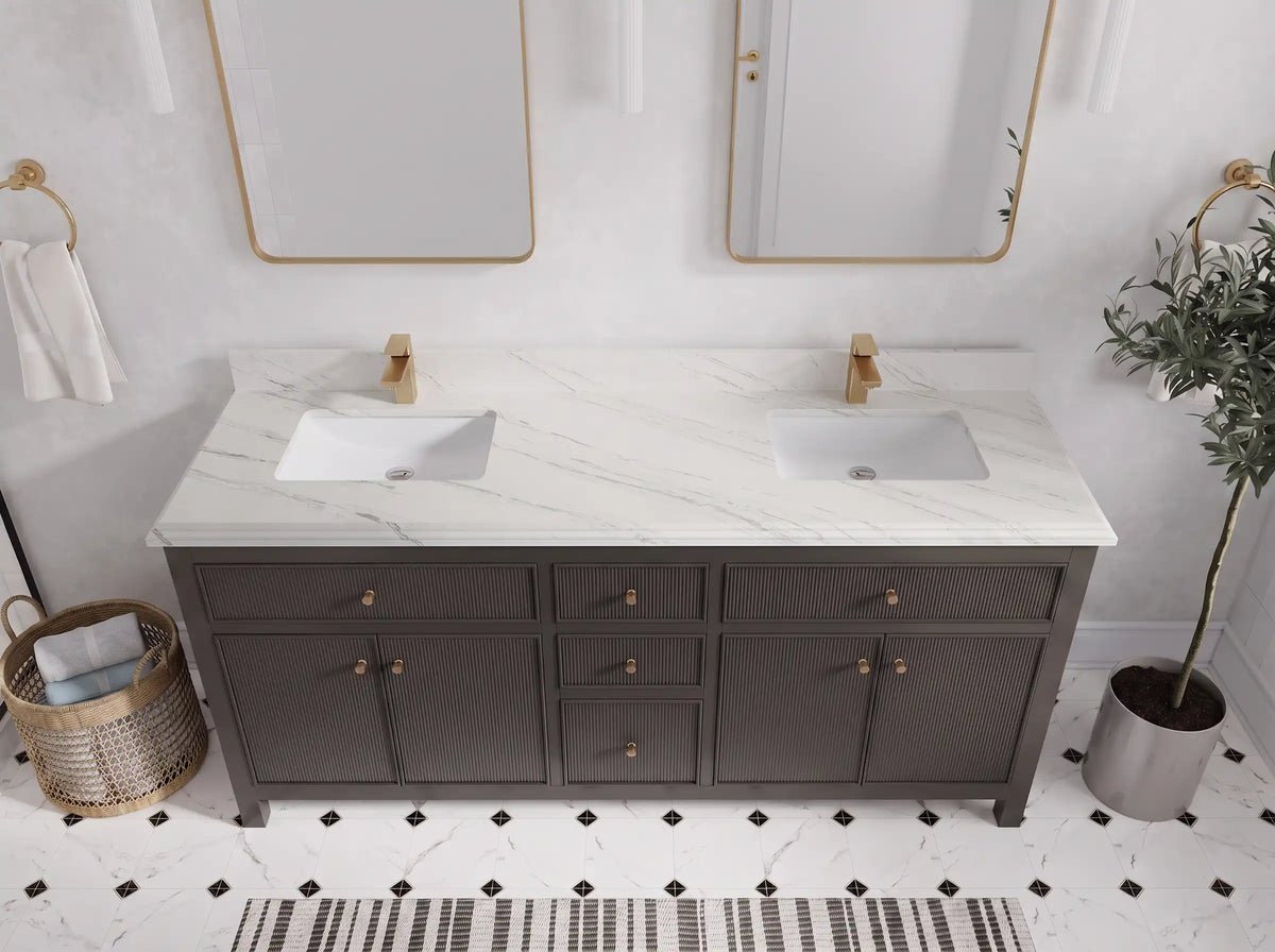 Sonoma 72 in W x 22 in D Free Standing Reeded Double Sink Bathroom Vanity