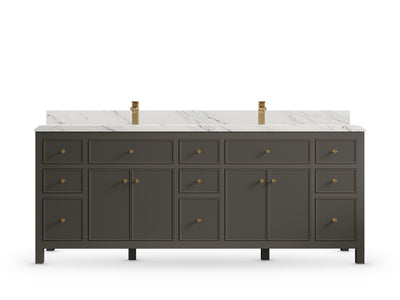 Sonoma 84 Urbane Bronze vanity with Palissandro Quartz, Double Cove, front view