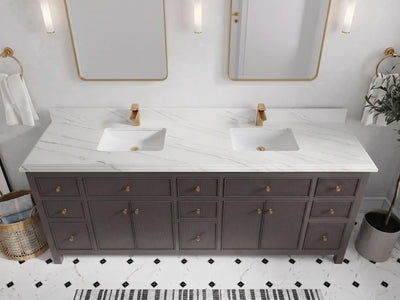 Sonoma 84 in W x 22 in D Free Standing Reeded Double Sink Bathroom Vanity