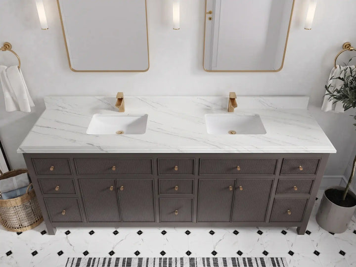 Sonoma 84 in W x 22 in D Free Standing Reeded Double Sink Bathroom Vanity - photo 17