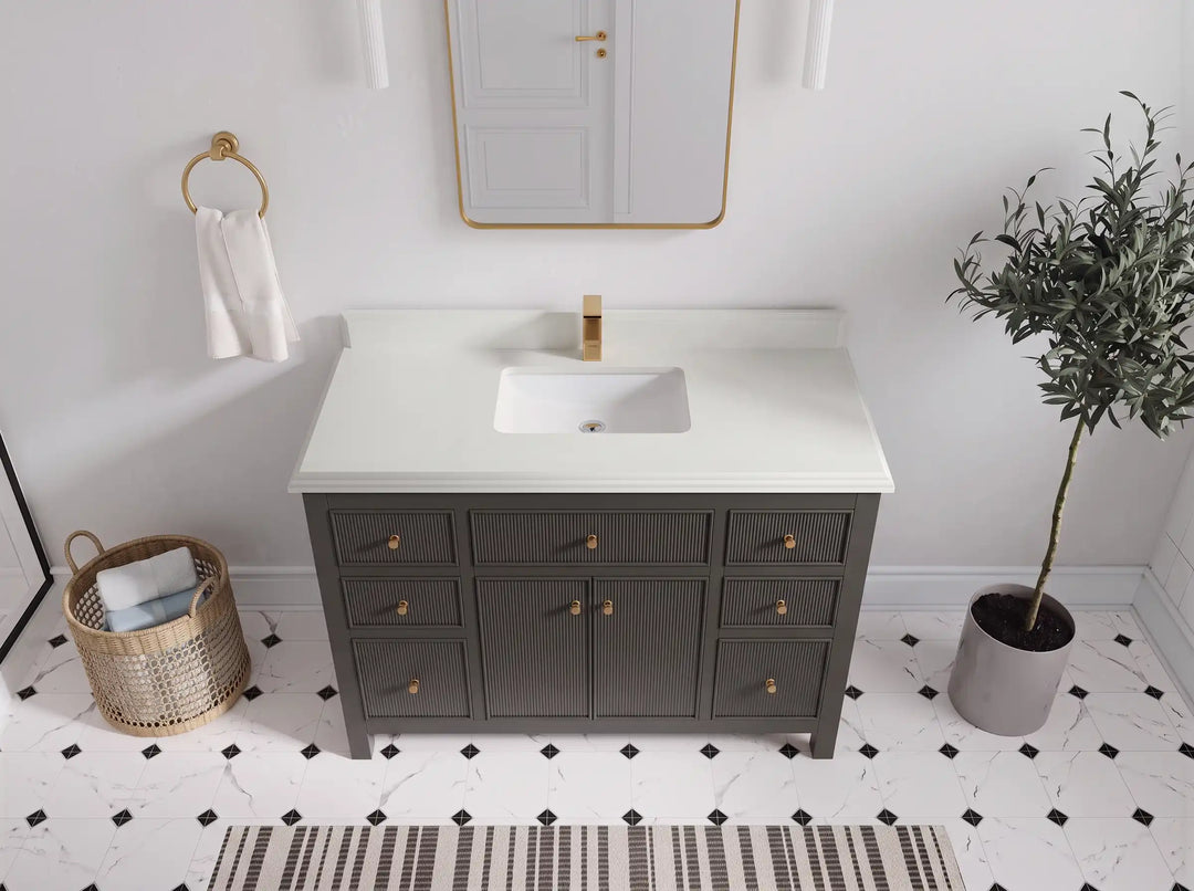 Sonoma 48 in W x 22 in D Free Standing Reeded Single Sink Bathroom Vanity | 
              
                Urbane Bronze
                
                  
             - SON_URB_WHQZ_48S - photo №13