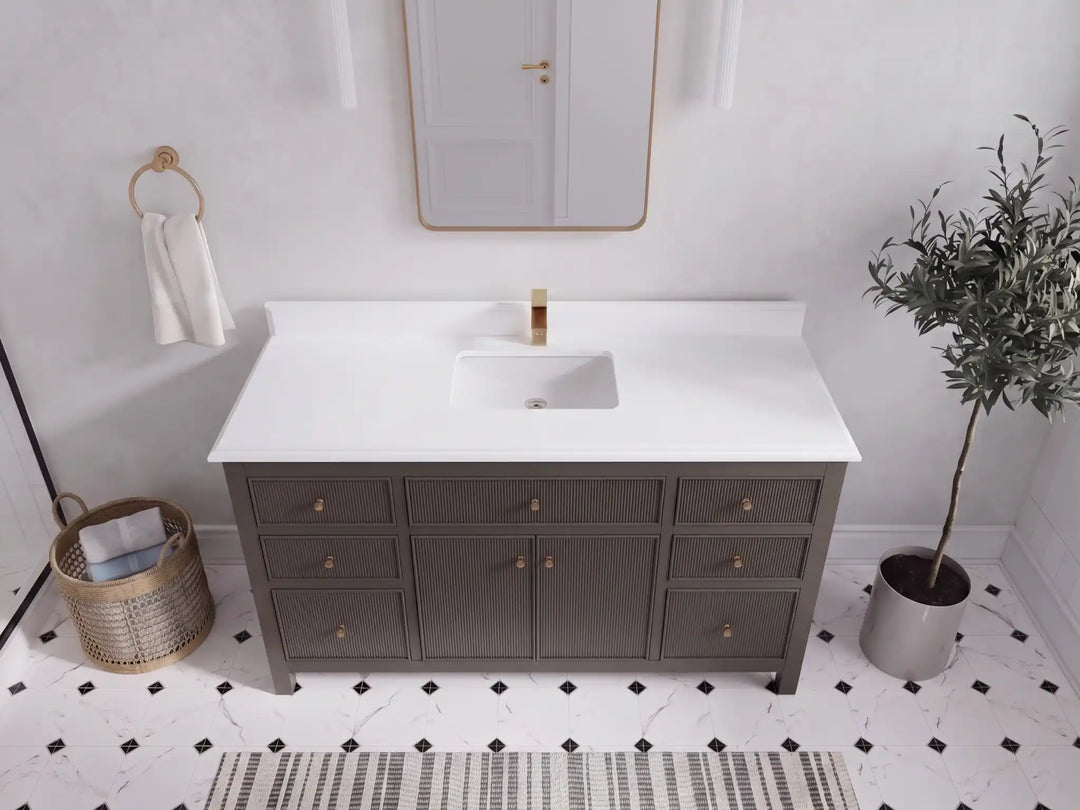 Sonoma 60 in W x 22 in D Free Standing Reeded Single Sink Bathroom Vanity | 
              
                Urbane Bronze
                
                  
             - SON_URB_WHQZ_60S - photo №11