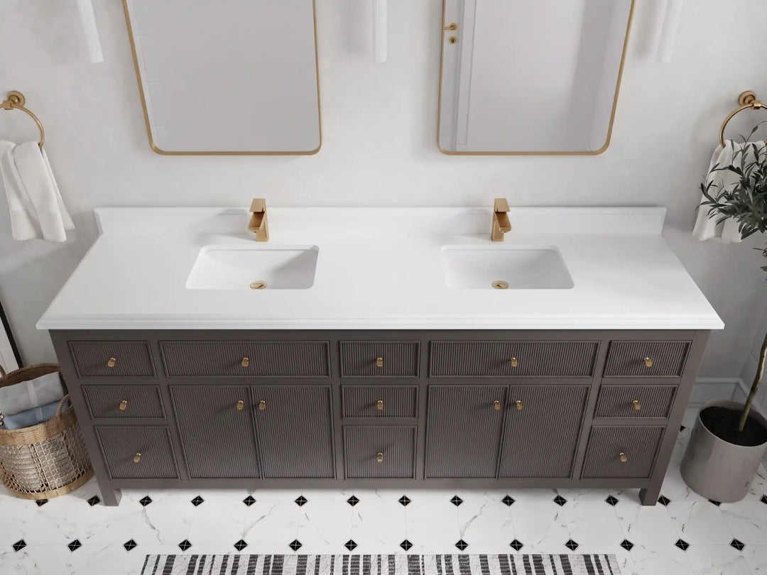 Sonoma 84 in W x 22 in D Free Standing Reeded Double Sink Bathroom Vanity | 
              
                Urbane Bronze
                
                  
             - SON_URB_WHQZ_84D - photo №18