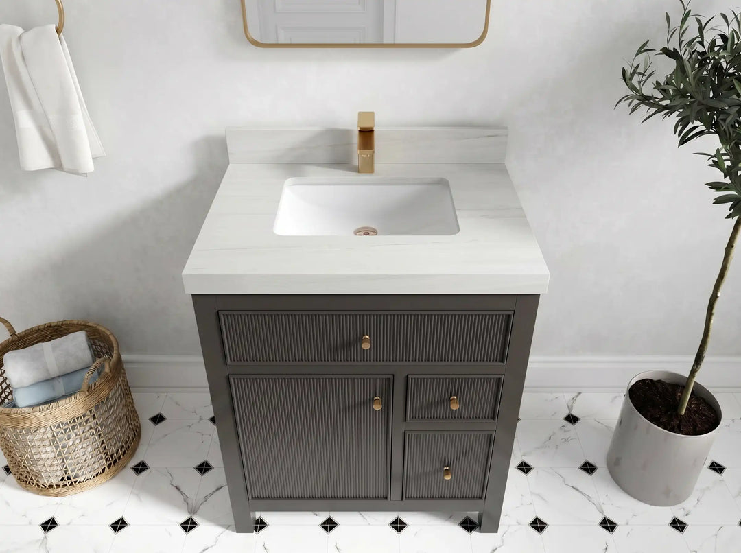Sonoma 30 in W x 22 in D Reeded Free Standing Single Sink Bathroom Vanity | 
              
                Urbane Bronze
                
                  
             - SON-CAB-URB-29 - photo №11