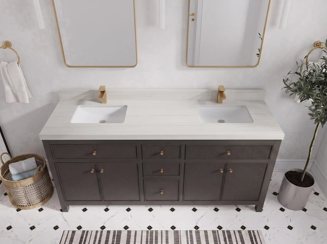 Sonoma 72 in W x 22 in D Free Standing Reeded Double Sink Bathroom Vanity | 
              
                Urbane Bronze
                
                  
             - SON_URB_WHQZ_72D - photo №27