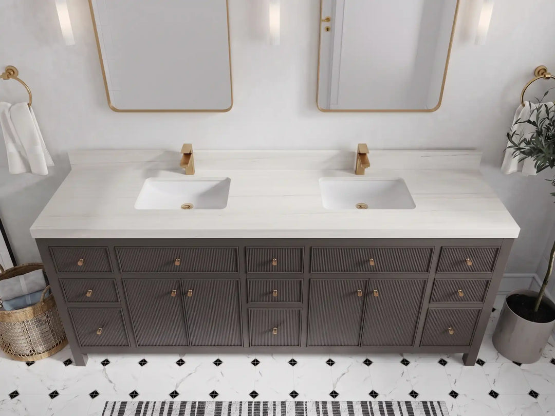 Sonoma 84 in W x 22 in D Free Standing Reeded Double Sink Bathroom Vanity | 
              
                Urbane Bronze
                
                  
             - SON_URB_WHQZ_84D - photo №30
