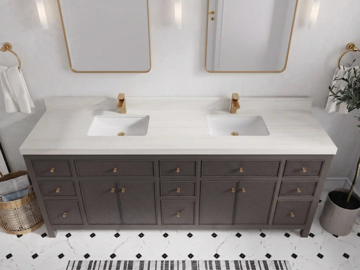 Sonoma 84 in W x 22 in D Free Standing Reeded Double Sink Bathroom Vanity - photo 30