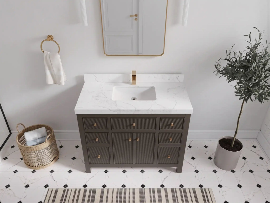 Sonoma 42 in W x 22 in D Free Standing Reeded Single Sink Bathroom Vanity | 
              
                Urbane Bronze
                
                  
             - SON_URB_WHQZ_42 - photo №37