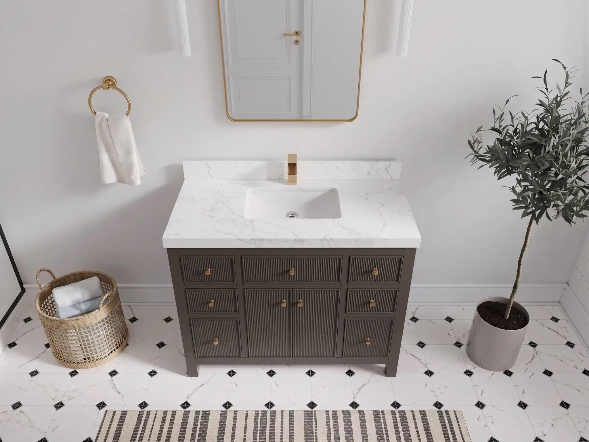 Sonoma 42 in W x 22 in D Free Standing Reeded Single Sink Bathroom Vanity