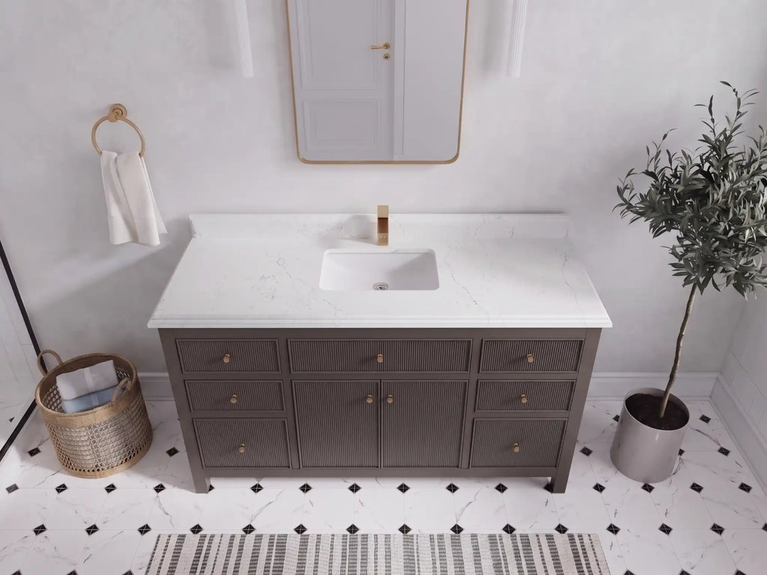 Sonoma 60 in W x 22 in D Free Standing Reeded Double Sink Bathroom Vanity | 
              
                Urbane Bronze
                
                  
             - SON_URB_WHQZ_60D - photo №20