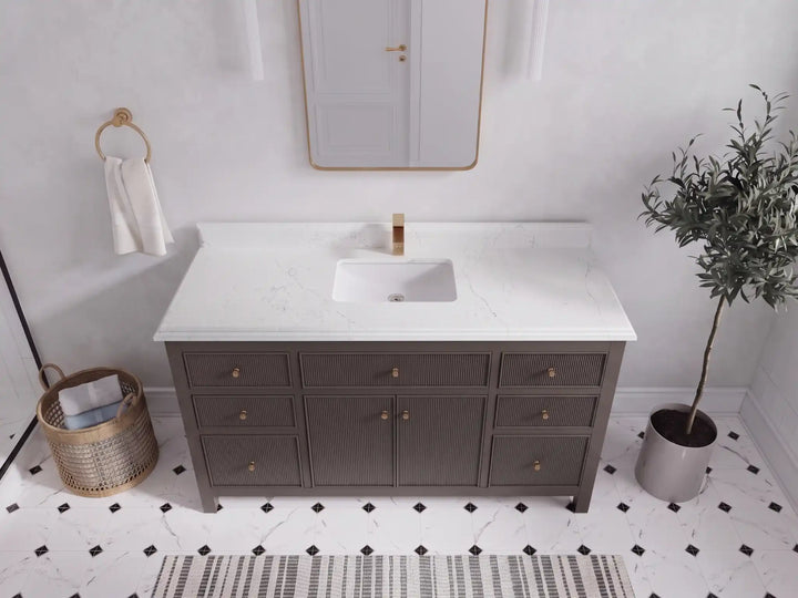 Sonoma 60 in W x 22 in D Free Standing Reeded Double Sink Bathroom Vanity - photo 20