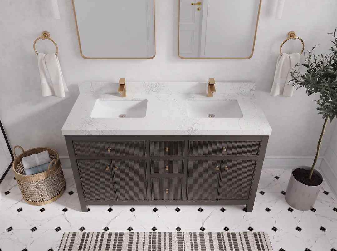 Sonoma 60 in W x 22 in D Free Standing Reeded Double Sink Bathroom Vanity | 
              
                Urbane Bronze
                
                  
             - SON_URB_WHQZ_60D - photo №39