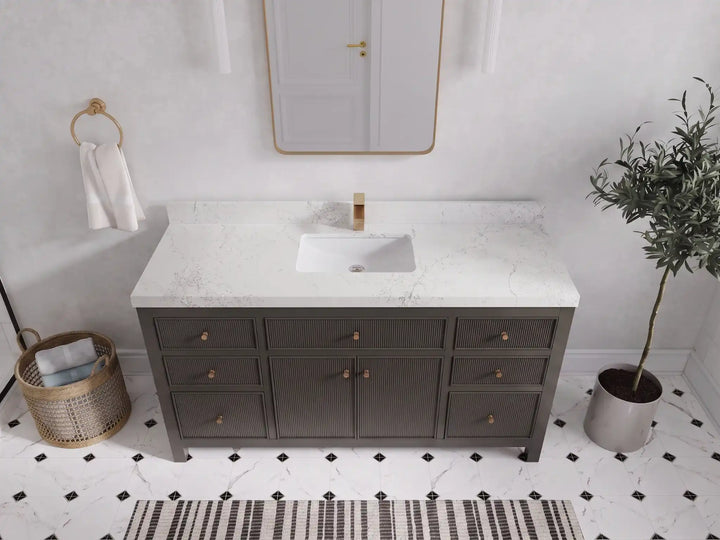 Sonoma 60 in W x 22 in D Free Standing Reeded Single Sink Bathroom Vanity - photo 28