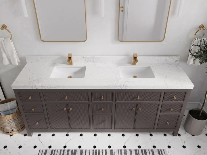 Sonoma 84 in W x 22 in D Free Standing Reeded Double Sink Bathroom Vanity - photo 19