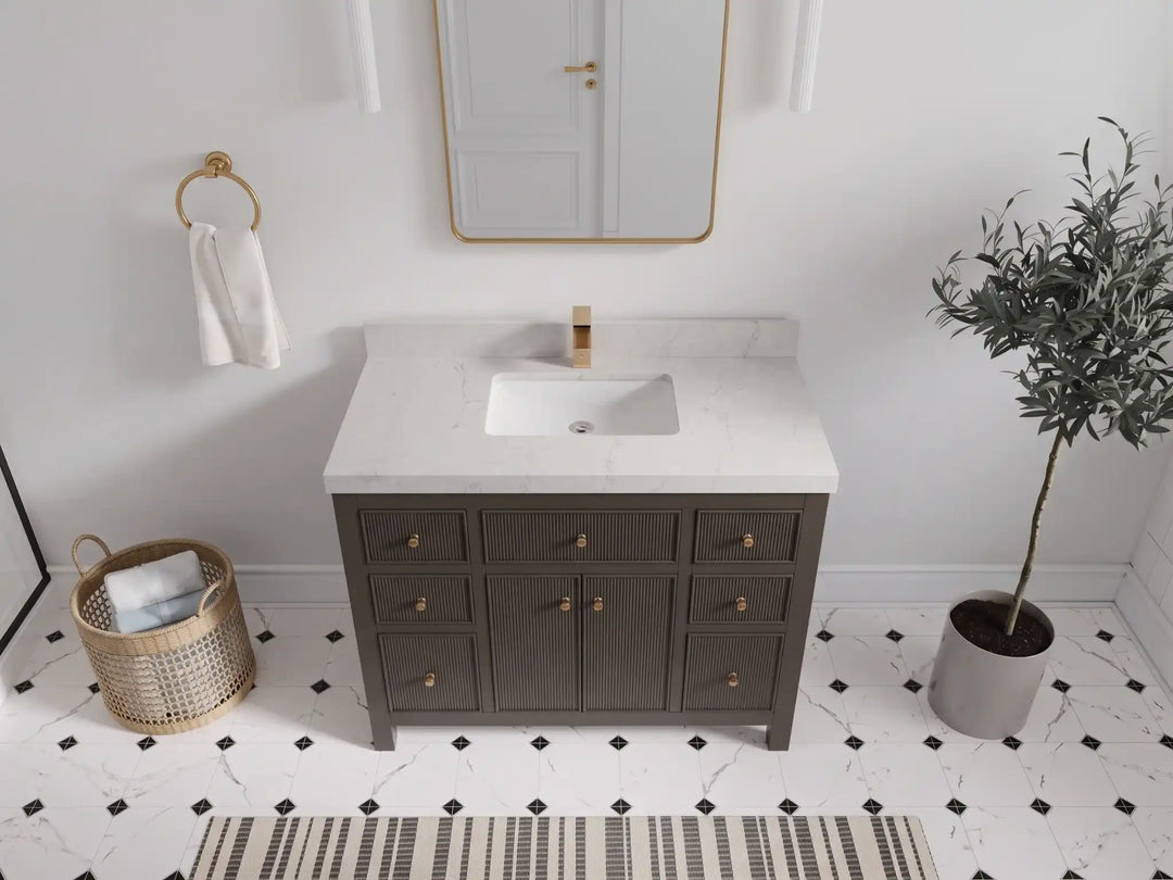 Sonoma 42 in W x 22 in D Free Standing Reeded Single Sink Bathroom Vanity | 
              
                Urbane Bronze
                
                  
             - SON_URB_WHQZ_42 - photo №19