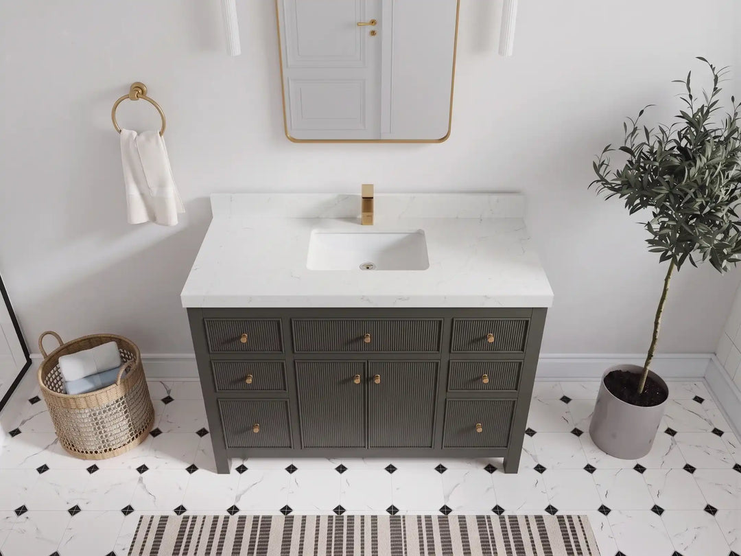 Sonoma 48 in W x 22 in D Free Standing Reeded Single Sink Bathroom Vanity | 
              
                Urbane Bronze
                
                  
             - SON_URB_WHQZ_48S - photo №15