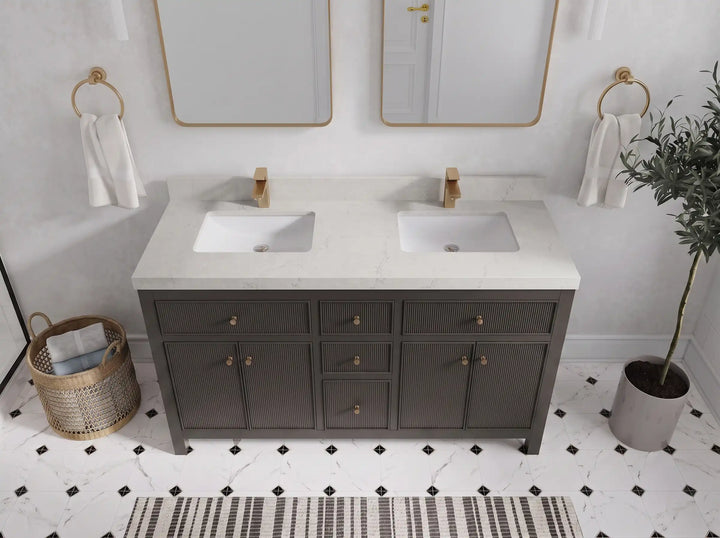 Sonoma 60 in W x 22 in D Free Standing Reeded Double Sink Bathroom Vanity - photo 21