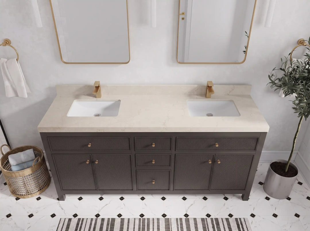 Sonoma 72 in W x 22 in D Free Standing Reeded Double Sink Bathroom Vanity | 
              
                Urbane Bronze
                
                  
             - SON_URB_WHQZ_72D - photo №15