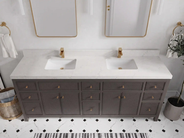 Sonoma 84 in W x 22 in D Free Standing Reeded Double Sink Bathroom Vanity - photo 20