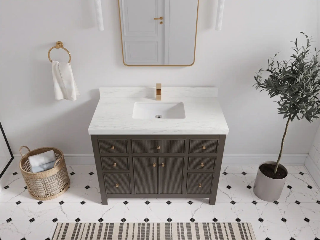 Sonoma 42 in W x 22 in D Free Standing Reeded Single Sink Bathroom Vanity | 
              
                Urbane Bronze
                
                  
             - SON_URB_WHQZ_42 - photo №32