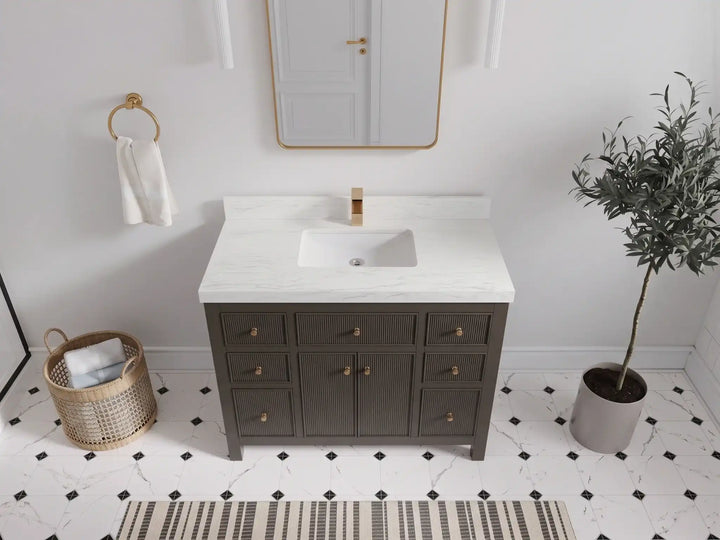 Sonoma 42 in W x 22 in D Free Standing Reeded Single Sink Bathroom Vanity - photo 32
