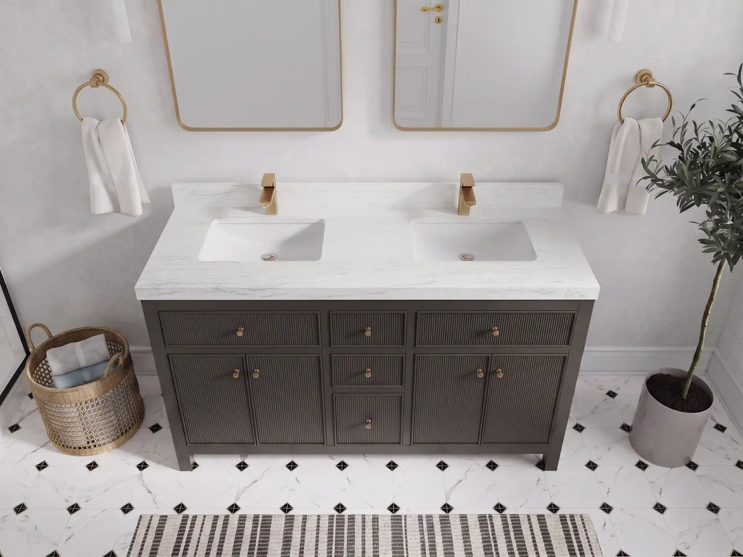 Sonoma 60 in W x 22 in D Free Standing Reeded Double Sink Bathroom Vanity | 
              
                Urbane Bronze
                
                  
             - SON_URB_WHQZ_60D - photo №32