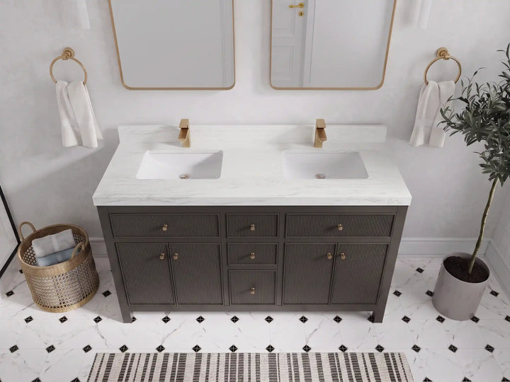 Sonoma 60 in W x 22 in D Free Standing Reeded Double Sink Bathroom Vanity - photo 32