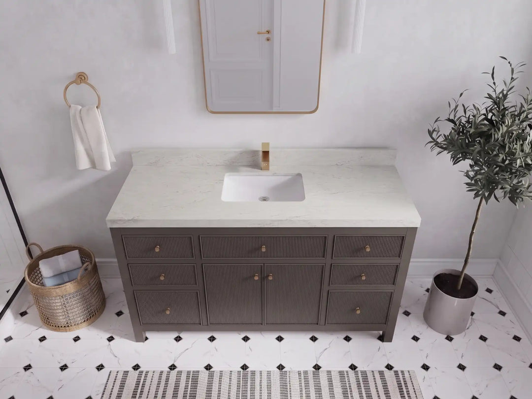 Sonoma 60 in W x 22 in D Free Standing Reeded Single Sink Bathroom Vanity | 
              
                Urbane Bronze
                
                  
             - SON_URB_WHQZ_60S - photo №20