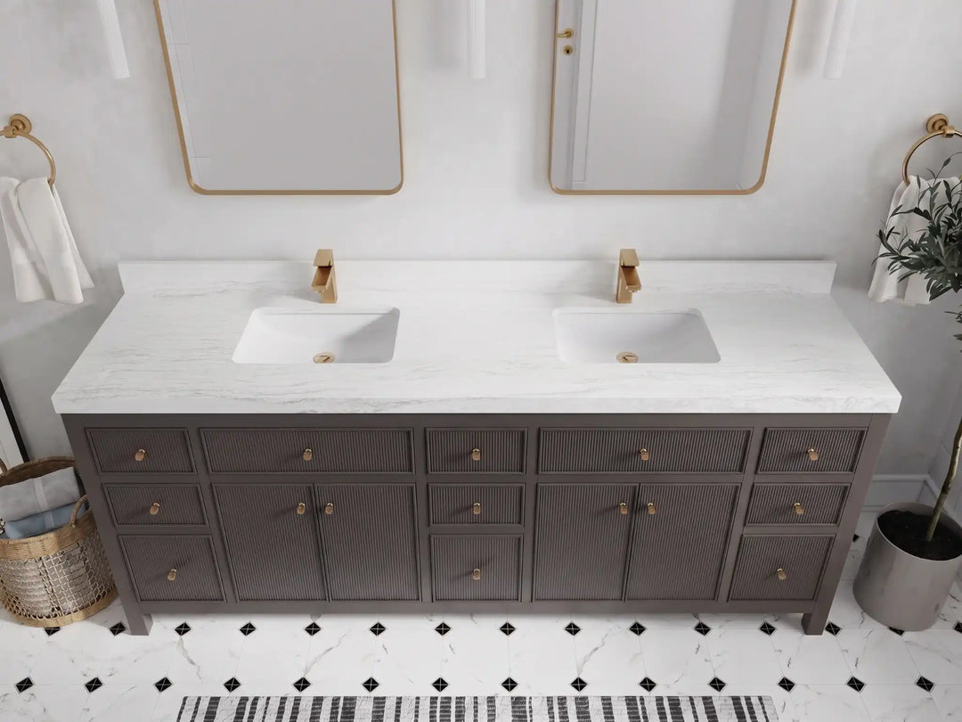 Sonoma 84 in W x 22 in D Free Standing Reeded Double Sink Bathroom Vanity | 
              
                Urbane Bronze
                
                  
             - SON_URB_WHQZ_84D - photo №31