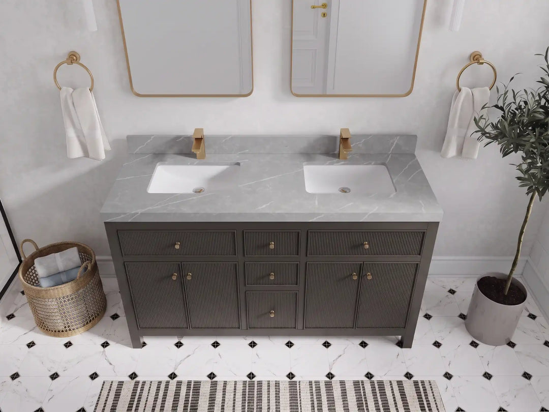 Sonoma 60 in W x 22 in D Free Standing Reeded Double Sink Bathroom Vanity | 
              
                Urbane Bronze
                
                  
             - SON_URB_WHQZ_60D - photo №24