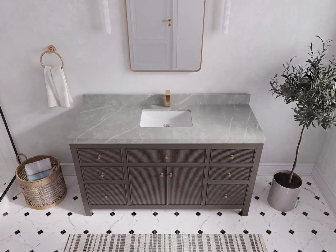 Sonoma 60 in W x 22 in D Free Standing Reeded Single Sink Bathroom Vanity | 
              
                Urbane Bronze
                
                  
             - SON_URB_WHQZ_60S - photo №13