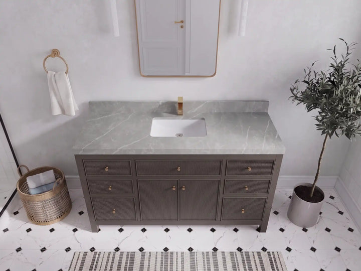 Sonoma 60 in W x 22 in D Free Standing Reeded Single Sink Bathroom Vanity - photo 13