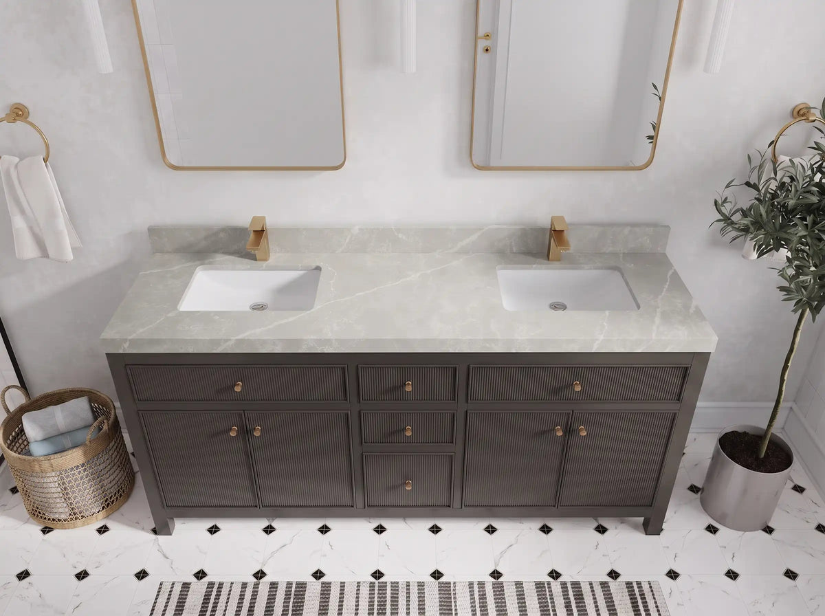 Sonoma 72 in W x 22 in D Free Standing Reeded Double Sink Bathroom Vanity