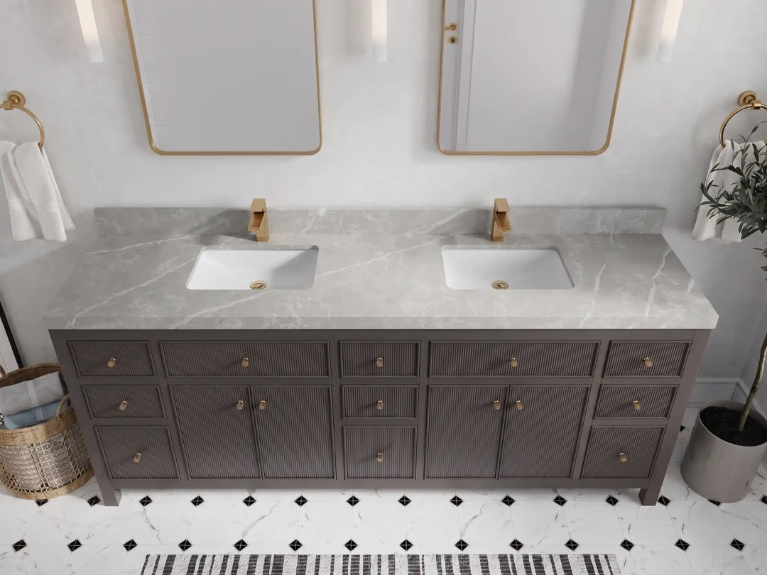 Sonoma 84 in W x 22 in D Free Standing Reeded Double Sink Bathroom Vanity | 
              
                Urbane Bronze
                
                  
             - SON_URB_WHQZ_84D - photo №22