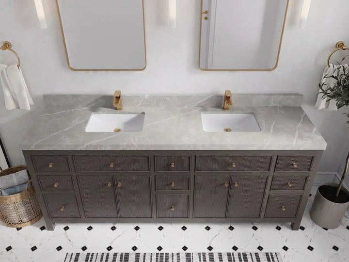 Sonoma 84 in W x 22 in D Free Standing Reeded Double Sink Bathroom Vanity - photo 22