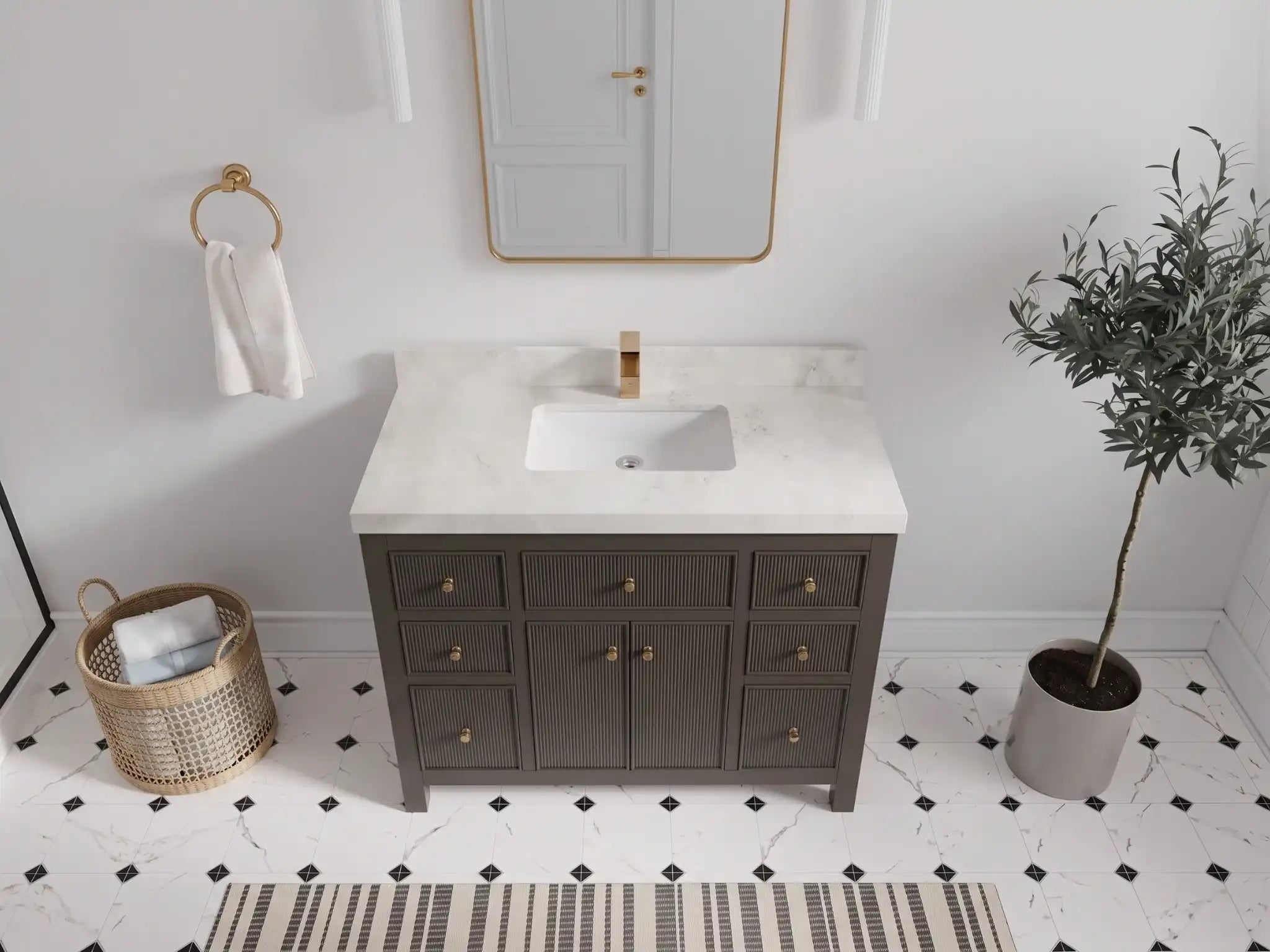 Sonoma 42 in W x 22 in D Free Standing Reeded Single Sink Bathroom Vanity