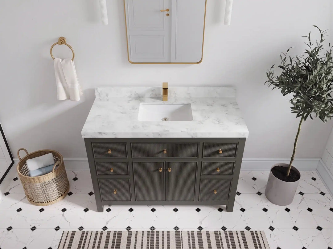 Sonoma 48 in W x 22 in D Free Standing Reeded Single Sink Bathroom Vanity | 
              
                Urbane Bronze
                
                  
             - SON_URB_WHQZ_48S - photo №34