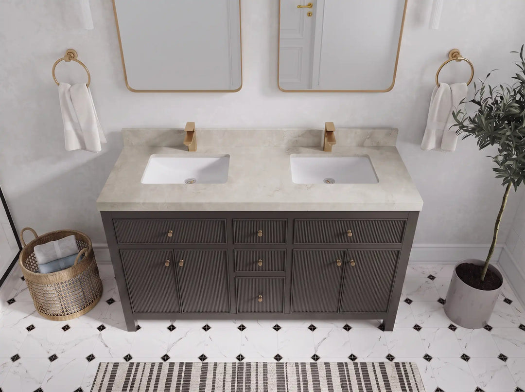 Sonoma 60 in W x 22 in D Free Standing Reeded Double Sink Bathroom Vanity | 
              
                Urbane Bronze
                
                  
             - SON_URB_WHQZ_60D - photo №22