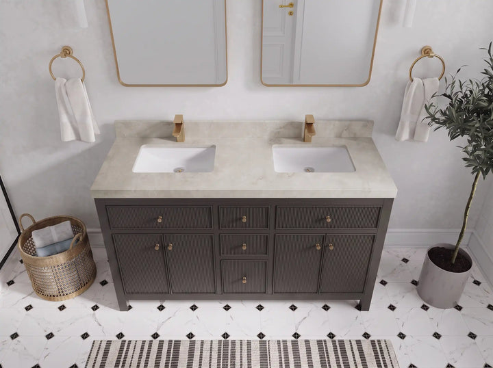 Sonoma 60 in W x 22 in D Free Standing Reeded Double Sink Bathroom Vanity - photo 22