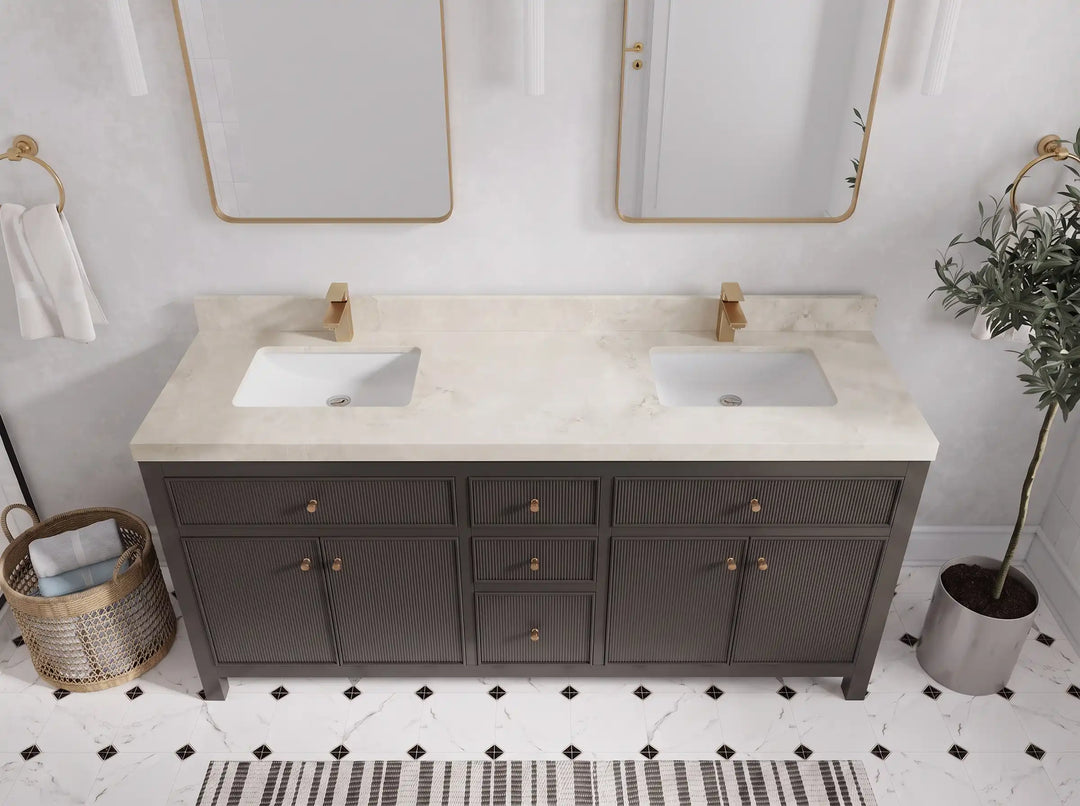 Sonoma 72 in W x 22 in D Free Standing Reeded Double Sink Bathroom Vanity | 
              
                Urbane Bronze
                
                  
             - SON_URB_WHQZ_72D - photo №16