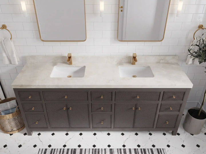 Sonoma 84 in W x 22 in D Free Standing Reeded Double Sink Bathroom Vanity - photo 36