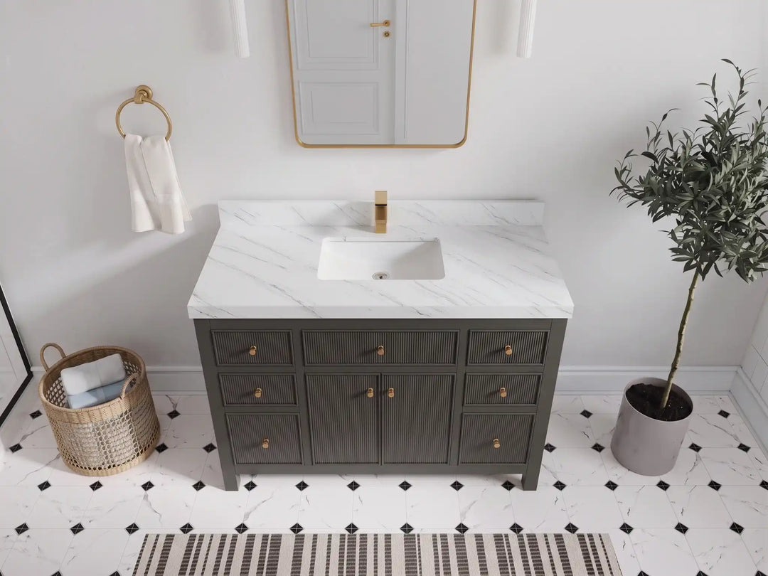 Sonoma 48 in W x 22 in D Free Standing Reeded Single Sink Bathroom Vanity | 
              
                Urbane Bronze
                
                  
             - SON_URB_WHQZ_48S - photo №16