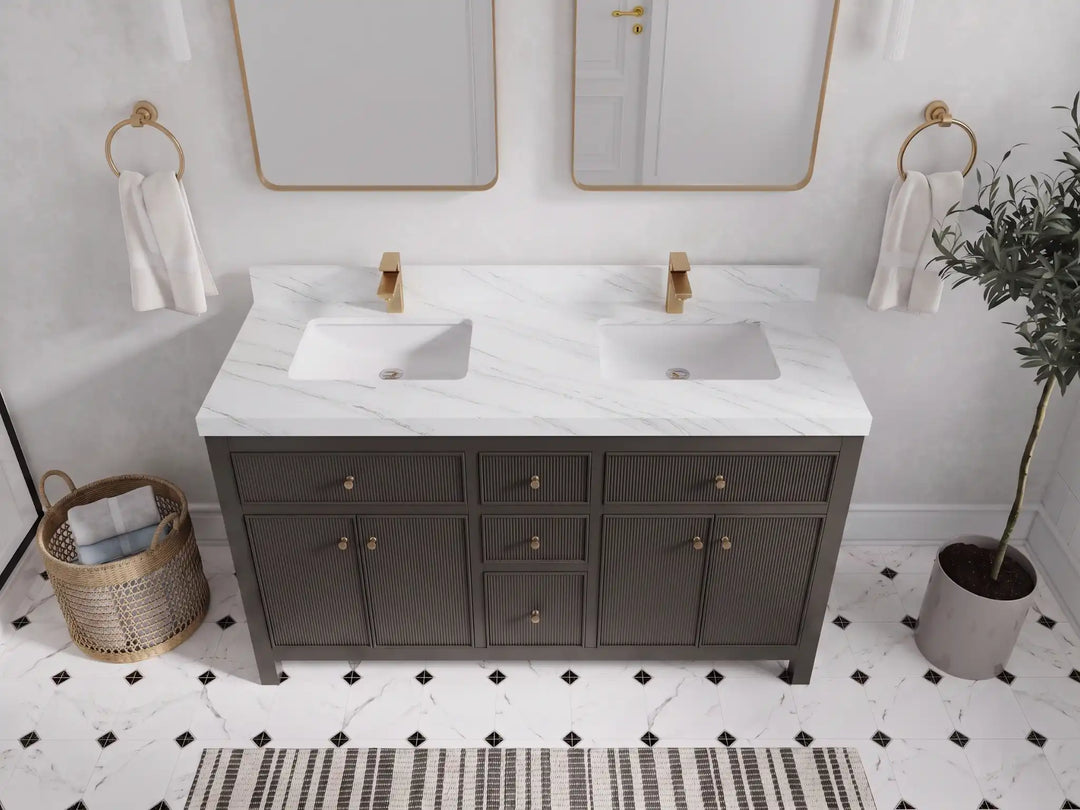 Sonoma 60 in W x 22 in D Free Standing Reeded Double Sink Bathroom Vanity | 
              
                Urbane Bronze
                
                  
             - SON_URB_WHQZ_60D - photo №23