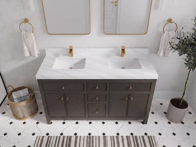 Sonoma 60 in W x 22 in D Free Standing Reeded Double Sink Bathroom Vanity