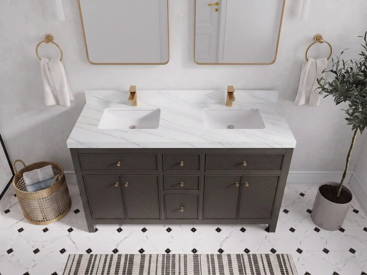 Sonoma 60 in W x 22 in D Free Standing Reeded Double Sink Bathroom Vanity - photo 23