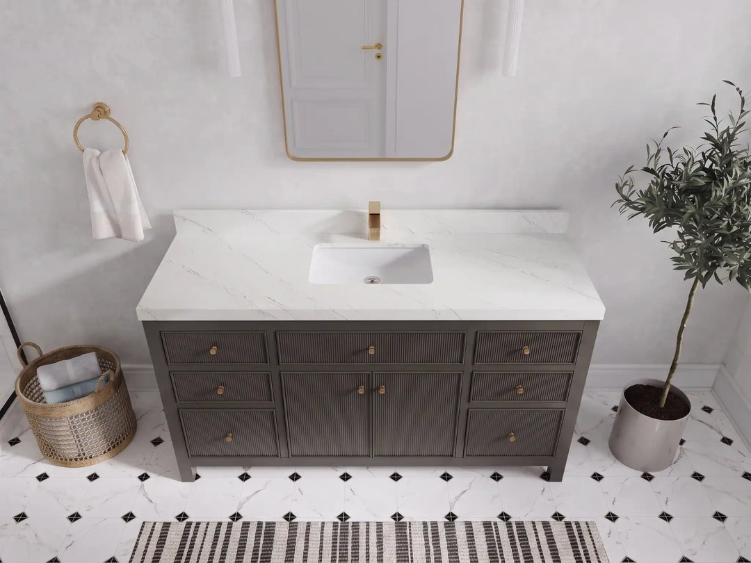 Sonoma 60 in W x 22 in D Free Standing Reeded Single Sink Bathroom Vanity | 
              
                Urbane Bronze
                
                  
             - SON_URB_WHQZ_60S - photo №30
